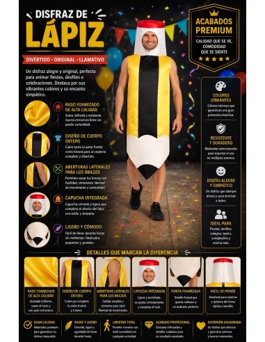 Déguisement Crayon Taille Unique | Costumes pour Adultes Le Roi du Carnaval